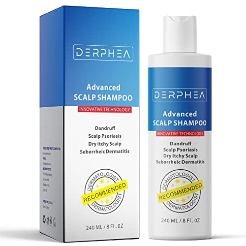 DERPHEA Champú para la psoriasis, champú para foliculitis, champú para dermatitis seborreica, champú para cuero cabelludo seco, champú para el cuero