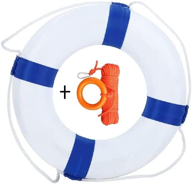Anillo de espuma de natación de 20 pulgadas de diámetro, boya con cuerda flotante de agua para salvar vidas, juego de 98.4 pies. Anillo de