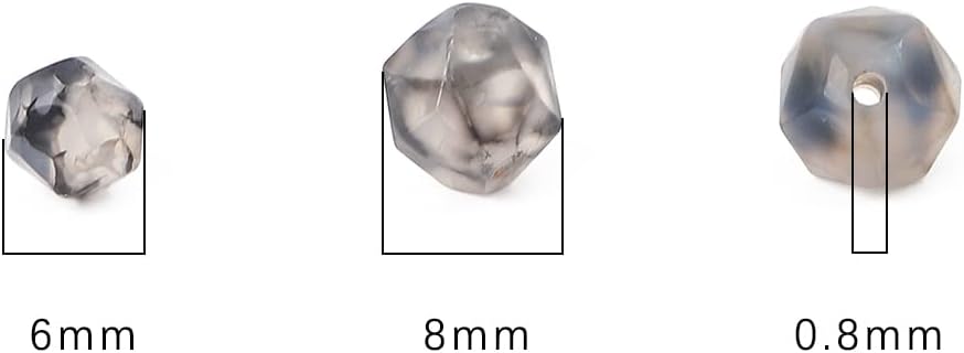 Cuentas redondas facetadas de ágata de dragón negro natural de 0.236 in 14.2 inhebra para la fabricación de joyas