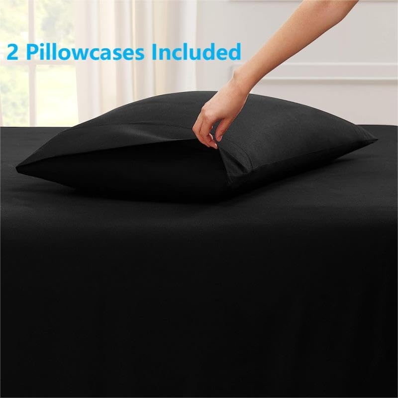 SDIII Juego de edredón negro de 3 piezas, tamaño King, cama en una bolsa, resistente a las arrugas y a la decoloración, lujo de hotel, juego de cama