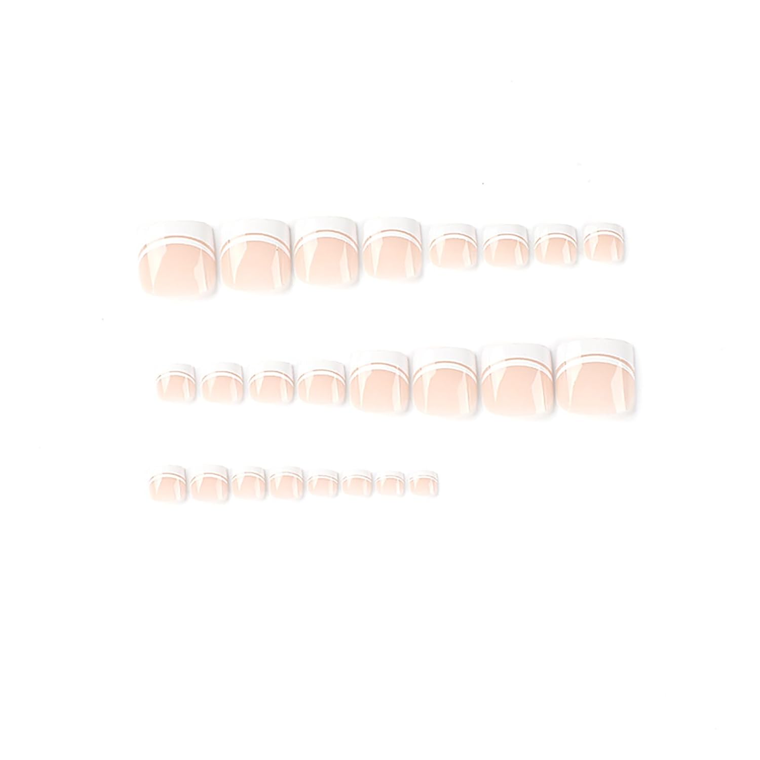 24 uñas francesas a presión, uñas postizas cuadradas cortas, diseño cuadrado blanco, uñas artificiales brillantes, cobertura completa, suministros