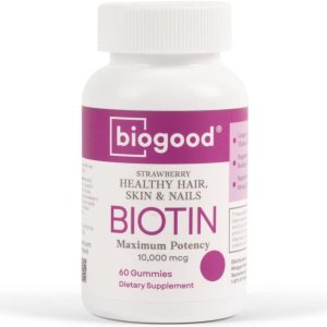 Biotin – Gomitas multivitamínicas sin OMG para mujer, con 10,000 mcg de biotina sabor a fresa, 60 unidades Biotin – Gomitas multivitamínicas sin OMG para mujer, con 10,000 mcg de biotina sabor a fresa, 60 unidades