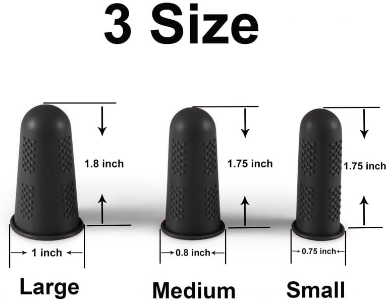 Protectores de dedos, 12 piezas, protectores de dedos de silicona, 3 tamaños, protectores de dedos de goma, puntas de protección, almohadillas para