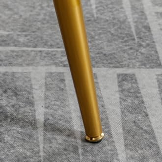 TRIPLE TREE Silla de comedor moderna de lino, sillas de tocador tejidas a mano con almohada de cintura, sillones con patas de metal dorado, cómoda
