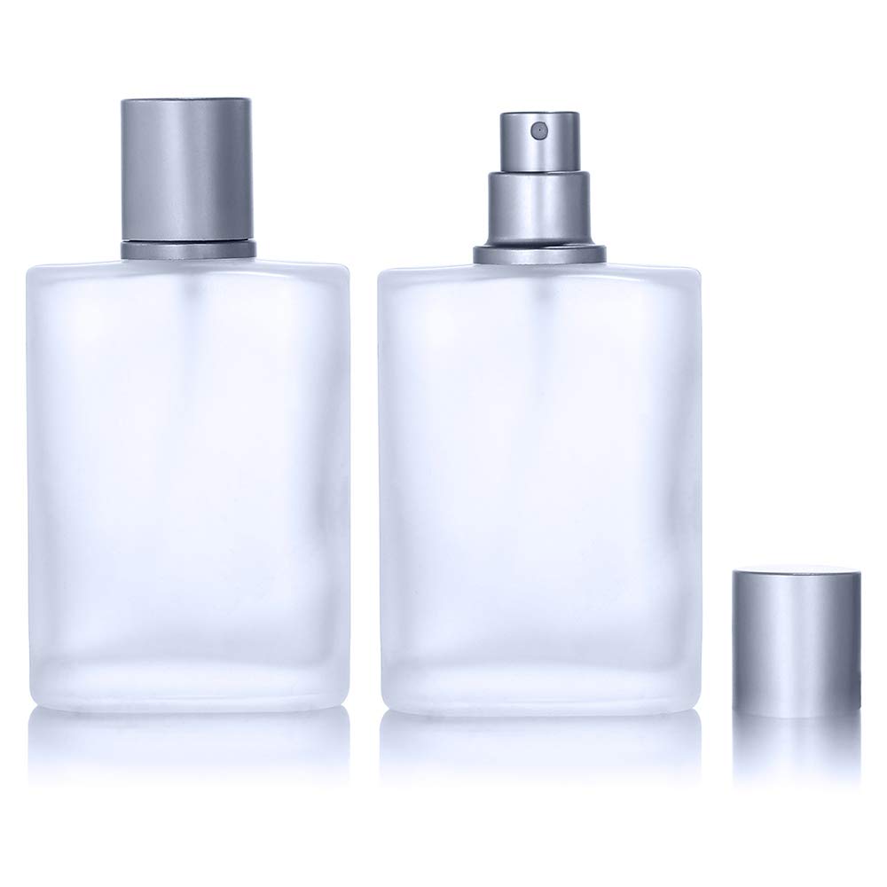 Paquete de 2 botellas vacías de vidrio esmerilado de 1.7 fl oz1.69 onzas, atomizador de perfume, botellas de perfume vacías recargables en aerosol
