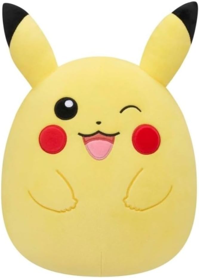 Squishmallow s Pokemon Center exclusivo de 12 pulgadas guiñando el pikachu de peluche (pikachu guiñando)