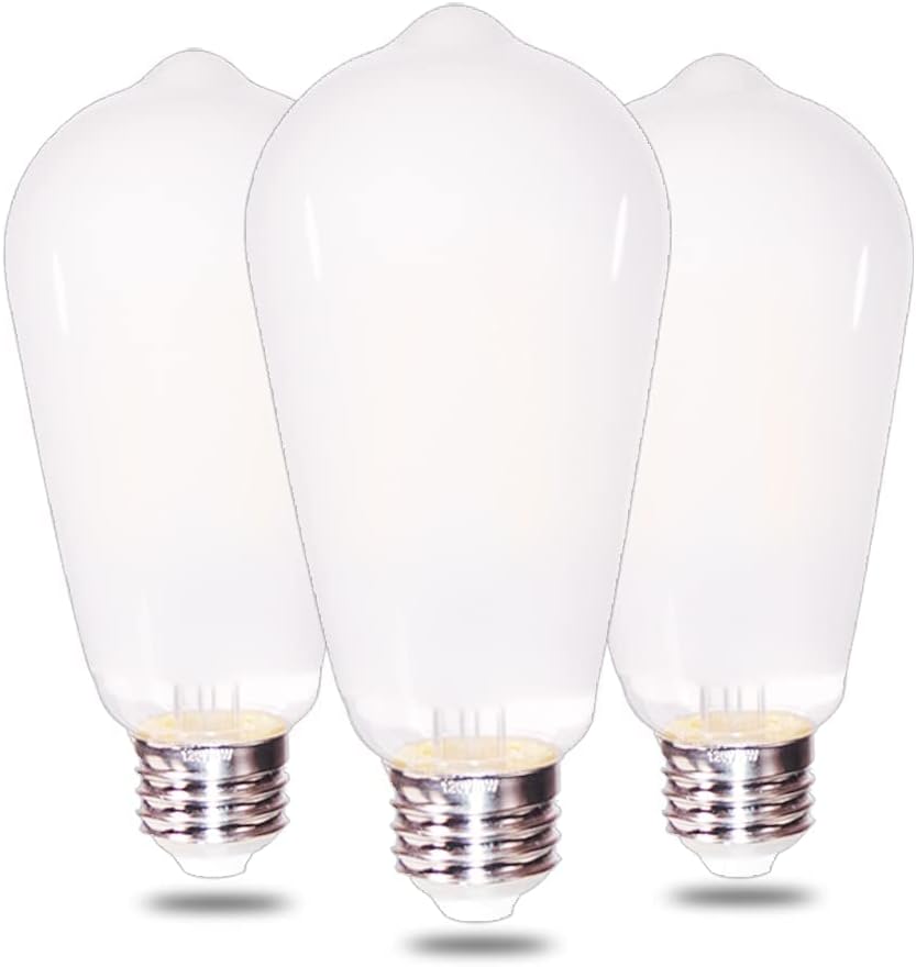 ST64 – Bombillas LED vintage equivalentes a 6 W, 60 W, 2700 K, blanco cálido, 800 lm, brillo regulable, bombillas LED con base E26 y cubierta de