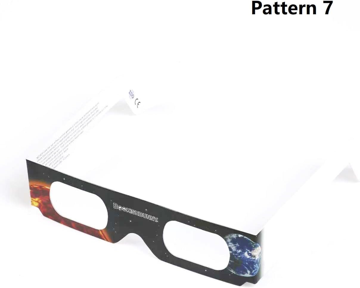 Bookishbunny 12 pares solares de los espectadores del eclipse de las gafas de papel que ven el sol que ve el ISO certificado