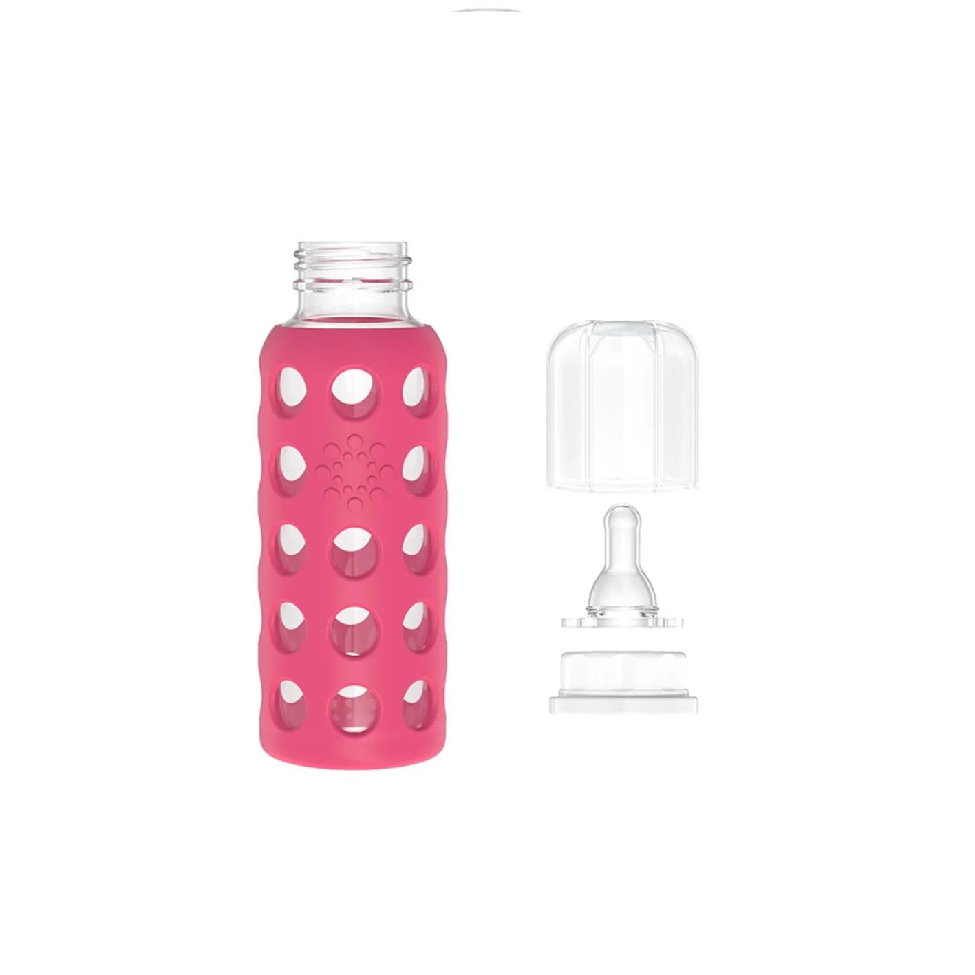 Lifefactory Biberones de vidrio con silicona de 9 onzas, rosa, amarillo, naranja, paquete de 3