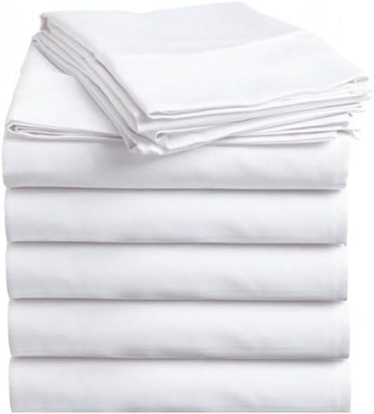 Sábanas planas tamaño individual XL, paquete de 6, 100% algodón, sábanas frescas y transpirables, sábanas planas a granel, sábanas de hospital,