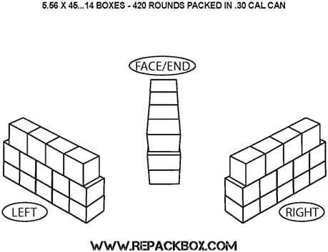 REPACKBOX KIT DE 30 CAJAS DE 5.56 X 45 & 223 – Caja de munición militar de cartón con capacidad para 30 rondas – Paquetes de 900