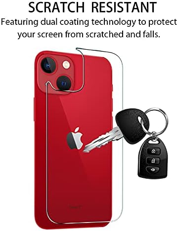 Protector de pantalla trasera para iPhone 13 Mini 2 unidades con protector de lente de cámara 2 unidades, vidrio templado antiarañazos, dureza 9H,
