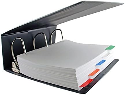 11×8.5 – Carpeta de vinilo de anillo angular D de 4 pulgadas con bolsillos exteriores (negro)