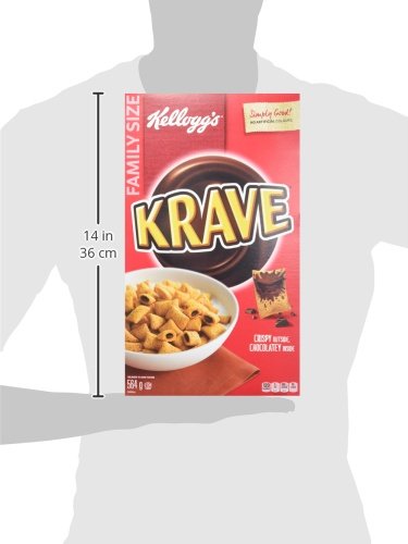 Kellogg’s Krave – Cereal de chocolate tamaño familiar, 525 g18.5 oz. Importado de Canadá