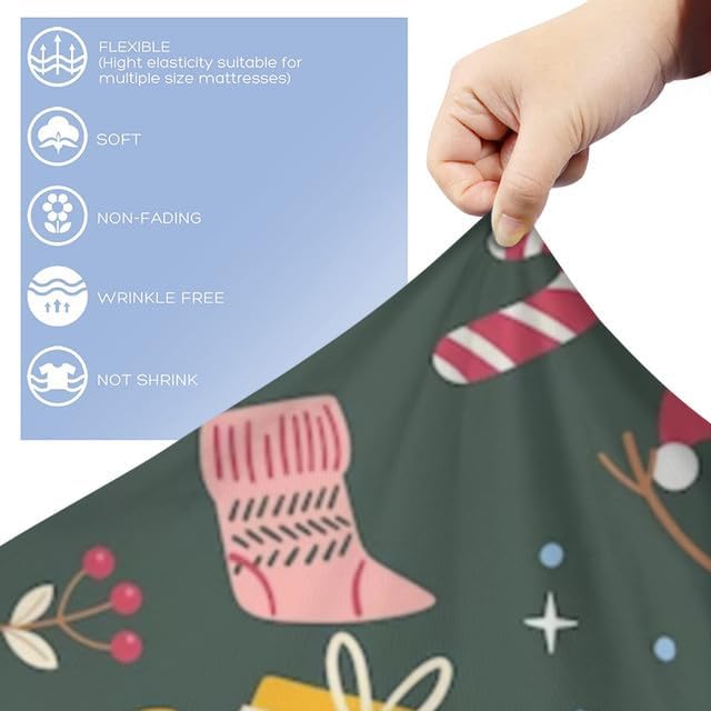 Bidesign Juego de funda de edredón tamaño matrimonial con temática navideña (diseño de cerezaárbol de Navidadcampana) para vacaciones (1 funda de