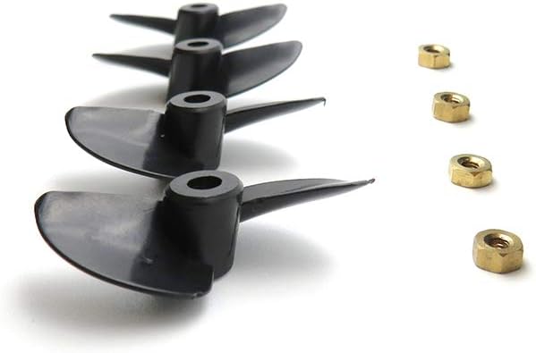 GoolRC Juego de 4 piezas de hélice y tuerca izquierda y derecha para barco RC compatible con Flytec V002 V005 con cabeza de cocodrilo estimulada