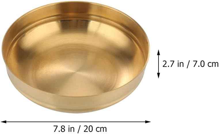 Hemoton Cuenco de acero inoxidable coreano Bibimbap Tazón de arroz de metal Tazón de cereales Tazón de servir para sopa Arroz Helado Bocadillos