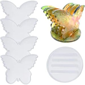 Moldes de posavasos de resina, moldes de mariposa de gran tamaño para resina epoxi para fundición de resina, 4 moldes de posavasos con molde de Moldes de posavasos de resina, moldes de mariposa de gran tamaño para resina epoxi para fundición de resina, 4 moldes de posavasos con molde de
