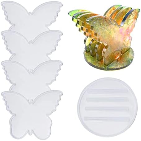 Moldes de posavasos de resina, moldes de mariposa de gran tamaño para resina epoxi para fundición de resina, 4 moldes de posavasos con molde de