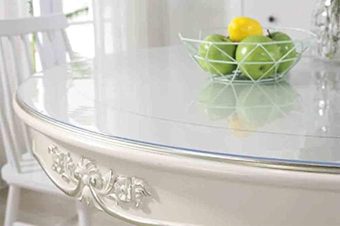 DARKAL Protector redondo de PVC transparente para mesa, mantel de plástico impermeable anticalor de 0.039 pulgadas de grosor, manteles transparentes