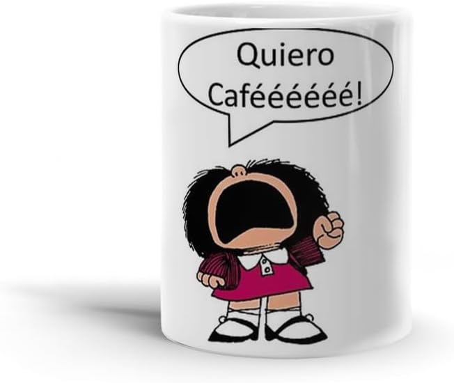 Taza de café de cerámica blanca Mafalda segura para el hogar, cumpleaños, boda, lavavajillas, microondas, fiesta, 15, 11 onzas, vacaciones, té