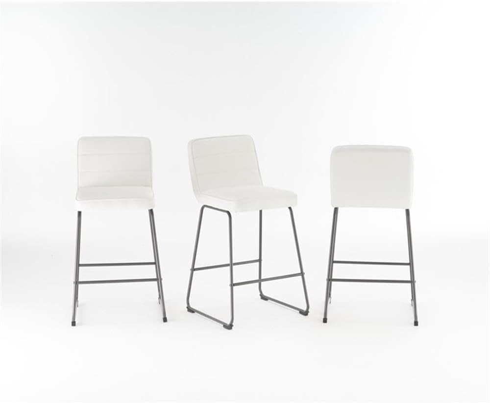 Home Lakeview – Juego de 3 taburetes de bar de piel sintética, modernos taburetes de bar de altura de mostrador con cojín de asiento grueso y