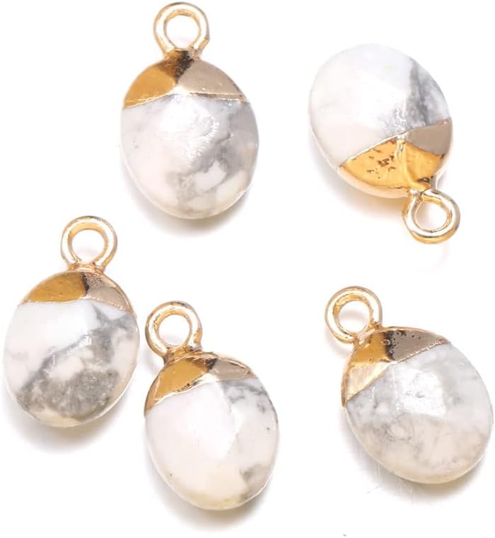 10 dijes de piedra semipreciosa natural, de 0.315 x 0.512 in para hacer joyas, jade turquesa, ágata de cristal de cuarzo, pulsera, collar, hallazgos