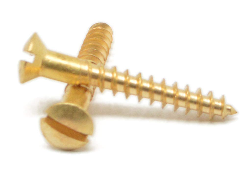 #8 x Tornillo de madera de 34″ Cabeza ovalada ranurada Latón Pk 50