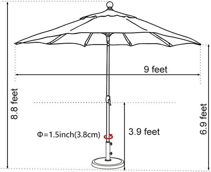 EliteShade Sombrilla de patio de 9 pies para mesa y exteriores, uso comercial, no se va a decolorar durante 10 años, con ventilación, color verde