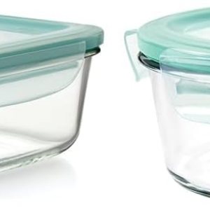 OXO Good Grips – Recipiente rectangular de vidrio con sello inteligente de 8 tazas y Good Grips 4 tazas de sellado inteligente a prueba de fugas, OXO Good Grips – Recipiente rectangular de vidrio con sello inteligente de 8 tazas y Good Grips 4 tazas de sellado inteligente a prueba de fugas,