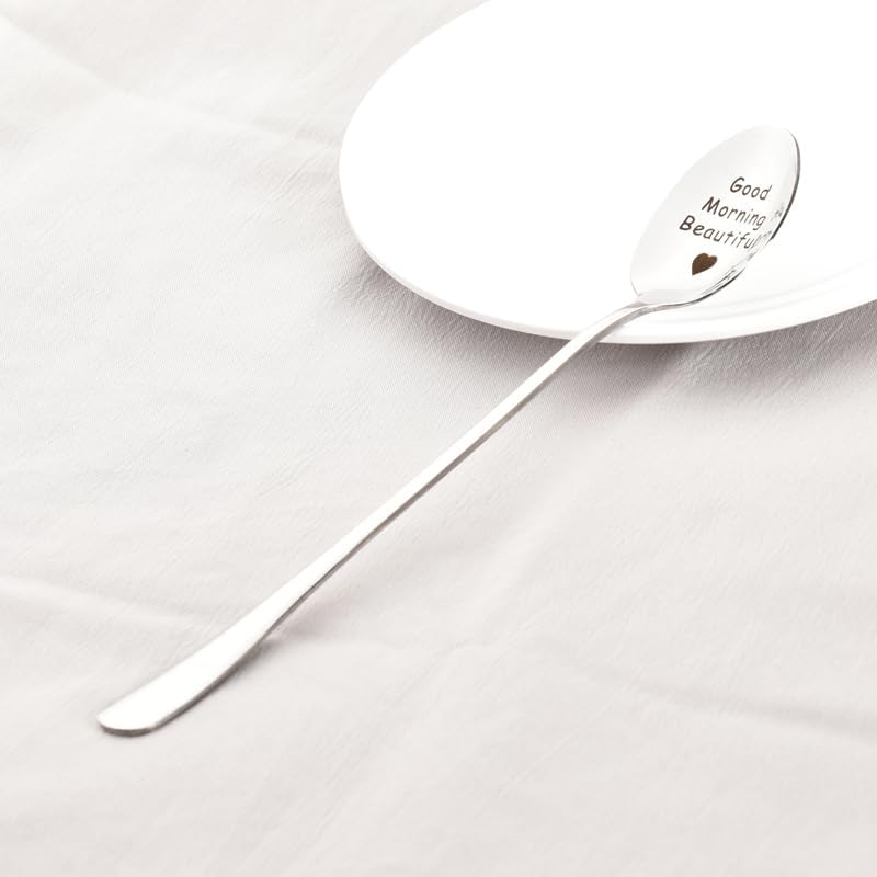 Regalos de cumpleaños de aniversario para esposa, novia, buenos días, hermosa cuchara de té, regalos para mujeres, hija, hermana, regalo de Navidad