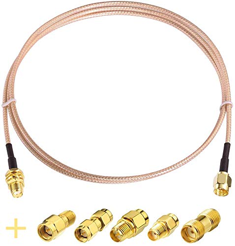 SUPERBAT SMA macho a SMA hembra RF cable coaxial coaxial de 20 pulgadas + 5 piezas kit adaptador coaxial RF, cable SMA + kit adaptador SMA a