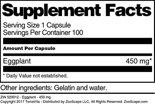 TerraVita Berenjena – 450 mg (100 Cápsulas, ZIN 520012) – Paquete de 2