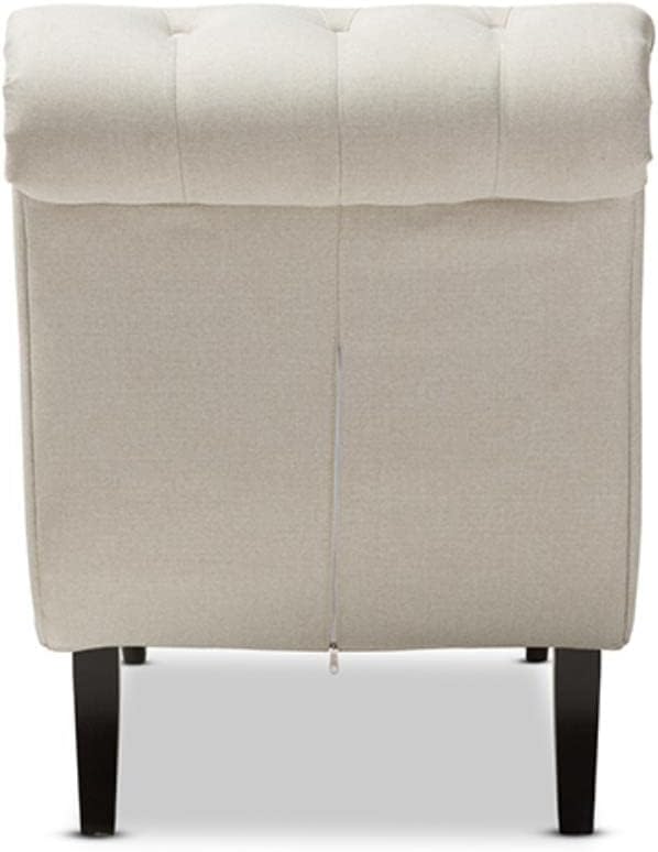 Baxton Studio Layla – Tumbona moderna de mediados de siglo tapizada de tela beige claro con botones, color crema