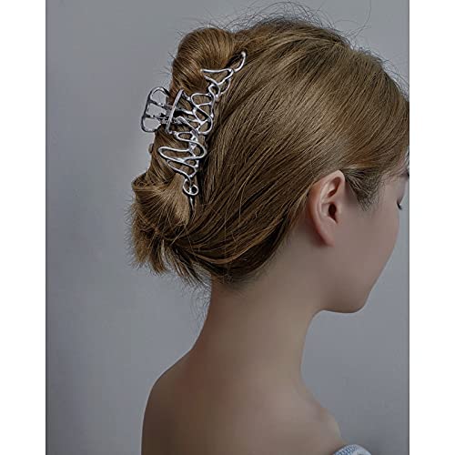 2 pinzas de metal grandes para el cabello, pinzas para el cabello plateadas, pinzas de cabello perfectas para mujeres y cabello más delgado y
