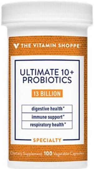 Vitamin Shoppe Ultimate 10+ Probióticos, apoyo inmunológico, salud digestiva y respiratoria, 13 mil millones de UFC (100 cápsulas vegetales)