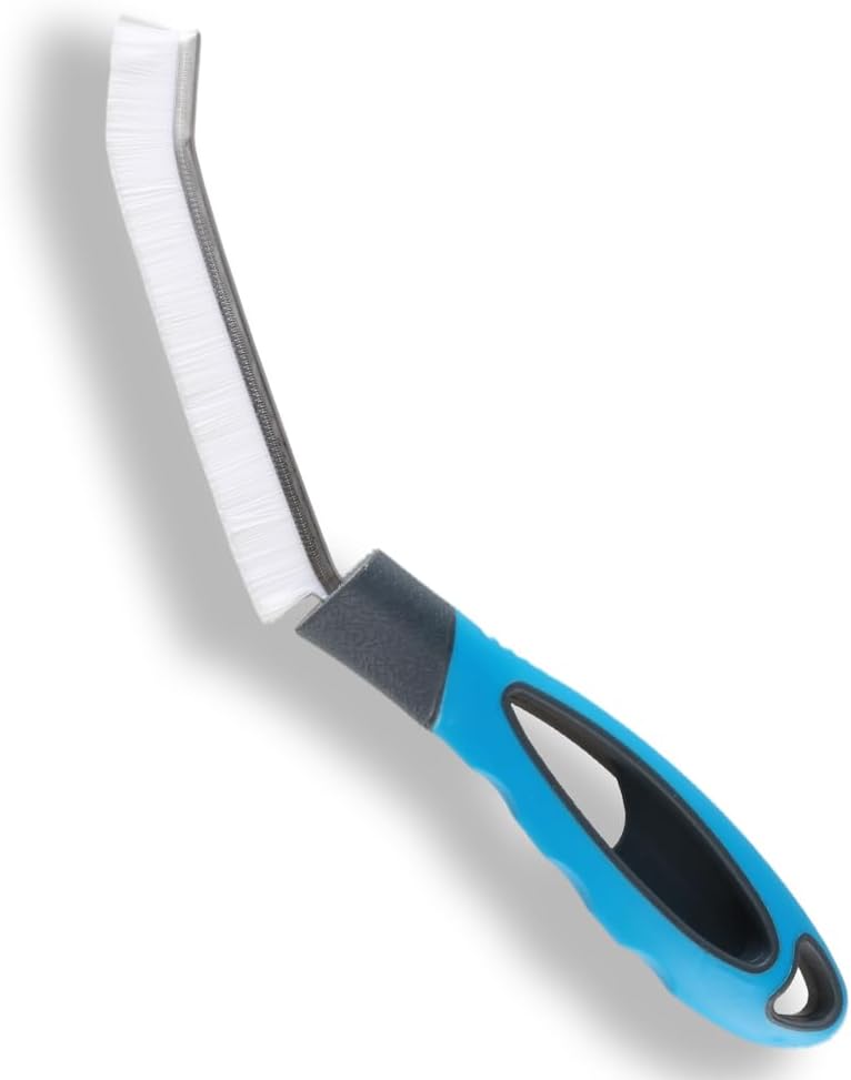 Cepillo limpiador de lechada con mango duro, cerdas rígidas en ángulo para duchas, bañeras, cocinas, multisuperficie, herramienta de limpieza para
