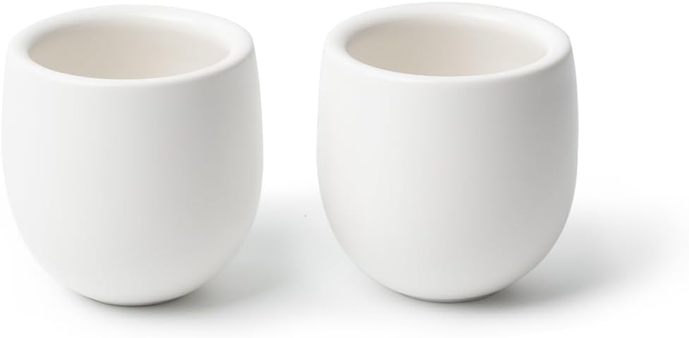 MU MO Juego de 2 tazas de café expreso de cáscara de huevo de 7 onzas para bebidas de café, taza de latte, café moca y taza de té, tazas de café de