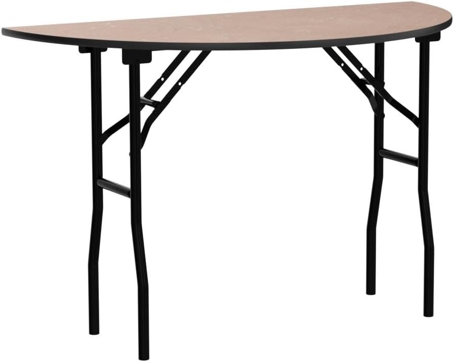 EMMA + OLIVER Mesa de banquete plegable de madera semicircular de 4 pies – Mesa para eventos y catering