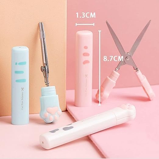 Tijeras de pata de gato, tijeras plegables de bolsillo, pequeñas tijeras de seguridad plegables multifuncionales, cortadores de mano kawaii, mini