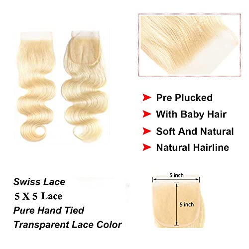 Extensiones de cabello ondulado virgen, color 1B, densidad 130%, cierre de encaje suizo, suave con piezas de cierre en la parte superior