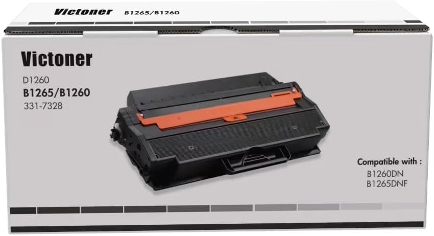 VICTONER Cartucho de tóner compatible B1260dn B1265dfw de repuesto para Dell 331-7328 B1260 B1265 para tinta de impresora Dell 1260 B126x (negro, 1