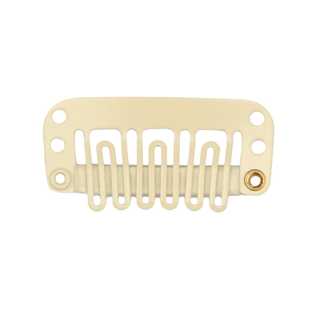 ZLCHE 50 pinzas de extensión de cabello con clip a presión para extensiones de cabello, 1.3 in1.26 pulgadas, 6 dientes en forma de U (beige)