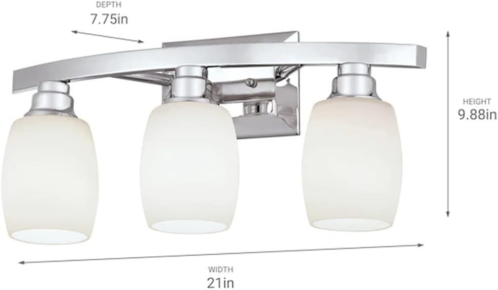 Allen + Roth – Lámpara de tocador de baño con 3 luces de 21 pulgadas de ancho, acabado cromado