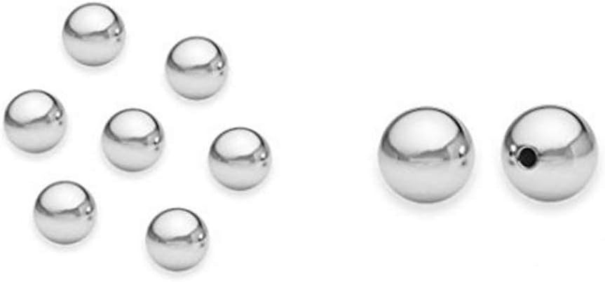 Adabele – 200 cuentas sueltas de plata de ley 925 auténtica, sin costuras, lisas, de 0.079 in (0.08 pulgadas), pequeñas cuentas sueltas para