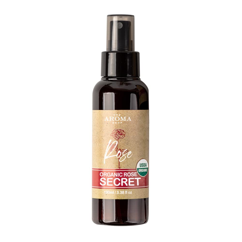 USDA TheAromaShop Organic Rose Secret, espray de higiene femenina con pH equilibrado, neutralizador de olores totalmente natural para la frescura
