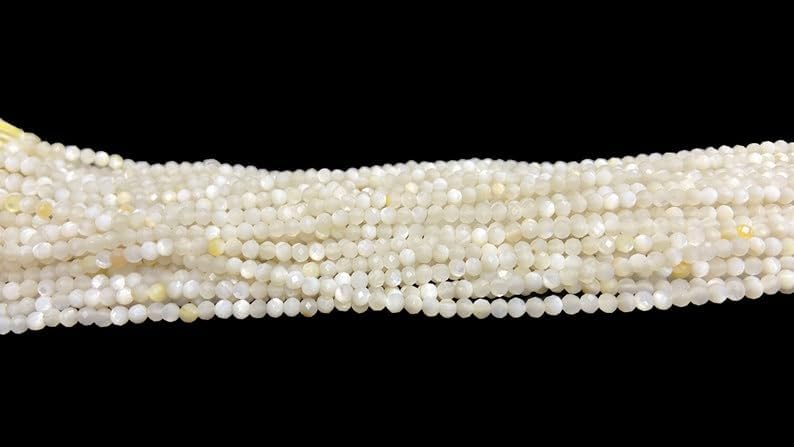 Cuentas facetadas de nácar natural de 0.118 pulgadas (0.118 in), 13 pulgadas de largo, cuentas de piedras preciosas para collar y pulsera
