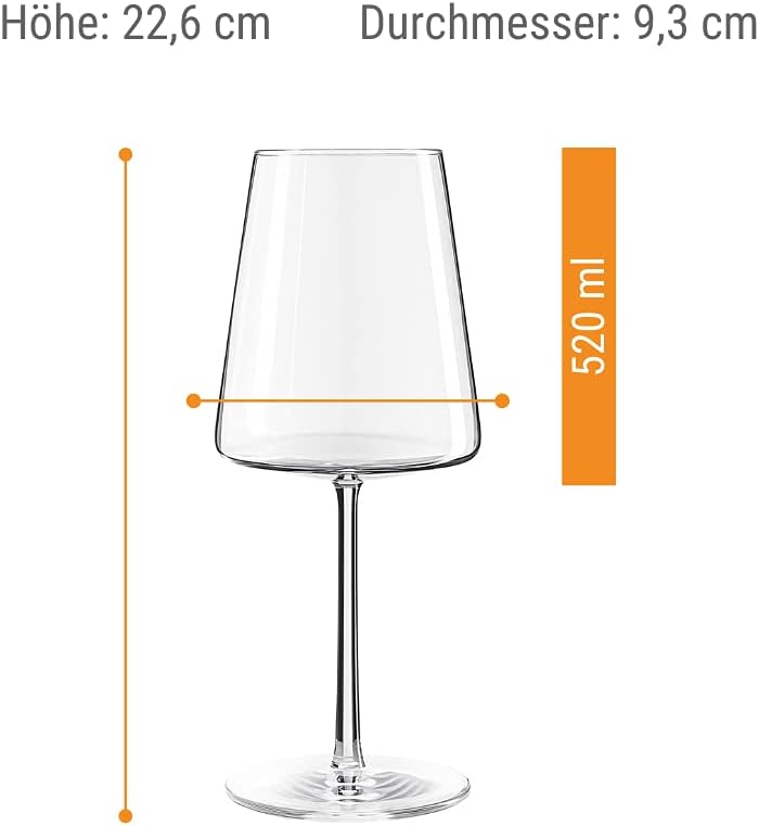 Stölzle Lausitz Power Red – Copas de vino de 17.5 fl oz, juego de 6 copas de vino tinto, aptas para lavavajillas, cristal sin plomo, elegantes e