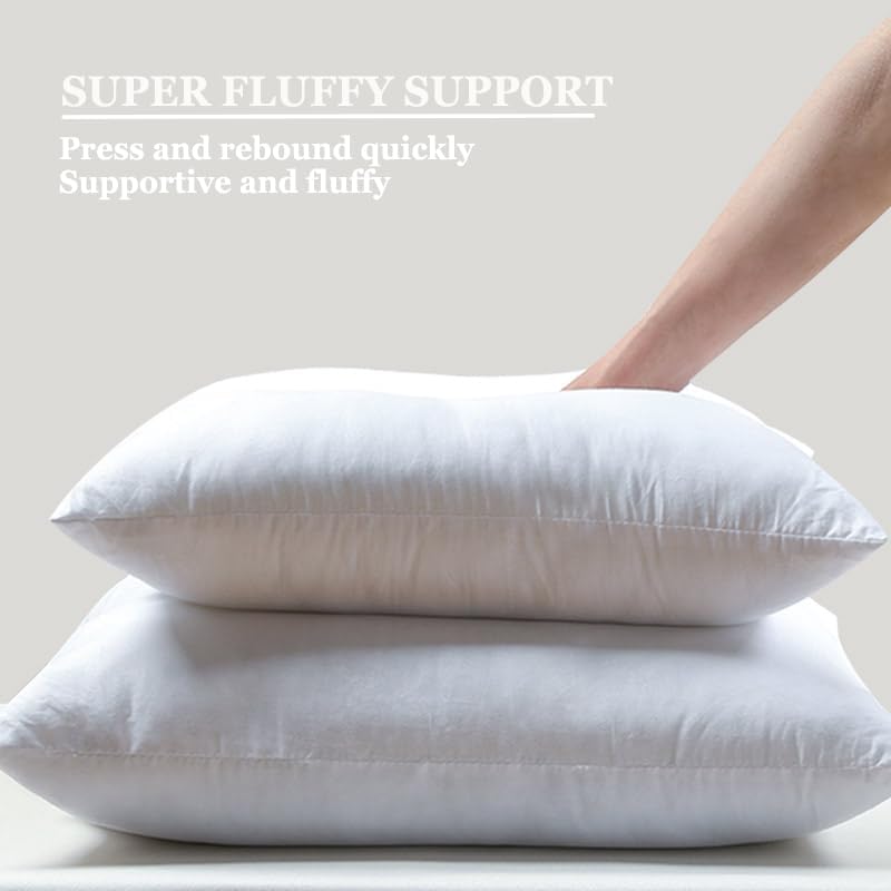 Juego de 2 rellenos de almohada de 18 x 18 pulgadas, almohadas decorativas de plumón, almohadas blancas de lujo para sofá, cama y cojín