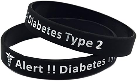 Pulsera de diabetes tipo 2 de alerta médica dependiente de insulina – negro, azul, rosa, amarillo, rojo